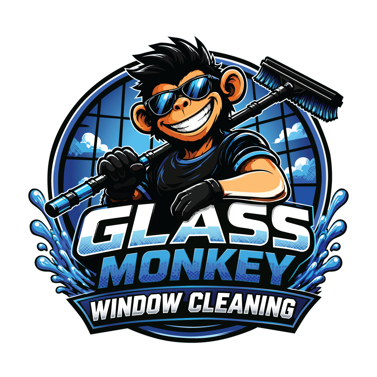Glass Monkey finished sharp artwork