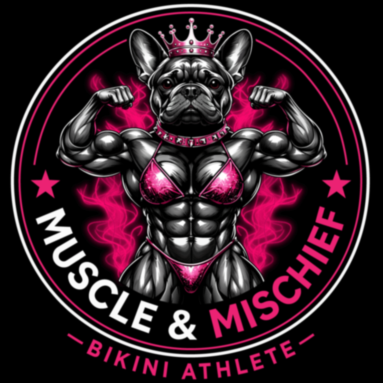 Illustrative blurred Muscle and Mischief logo